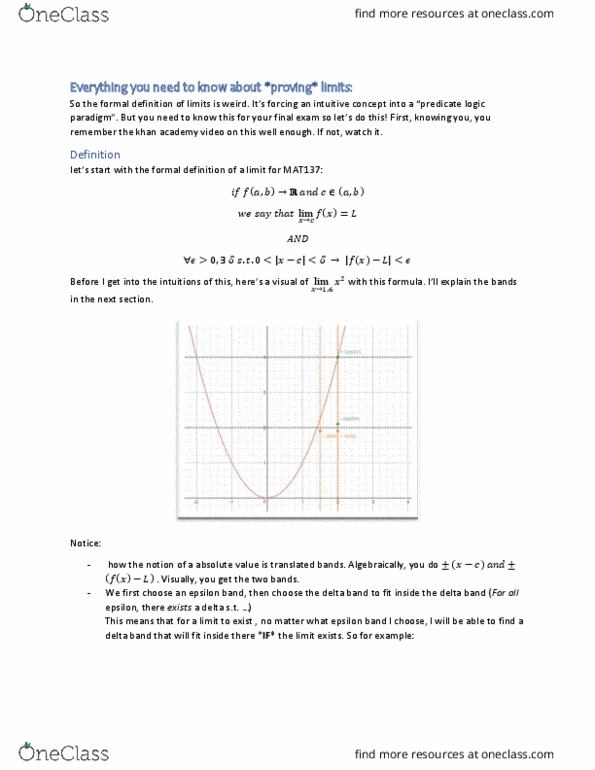 MAT137Y5 Chapter Notes - Chapter proof and use of limits: Dont, List Of Trigonometric Identities, Quadratic Equation thumbnail